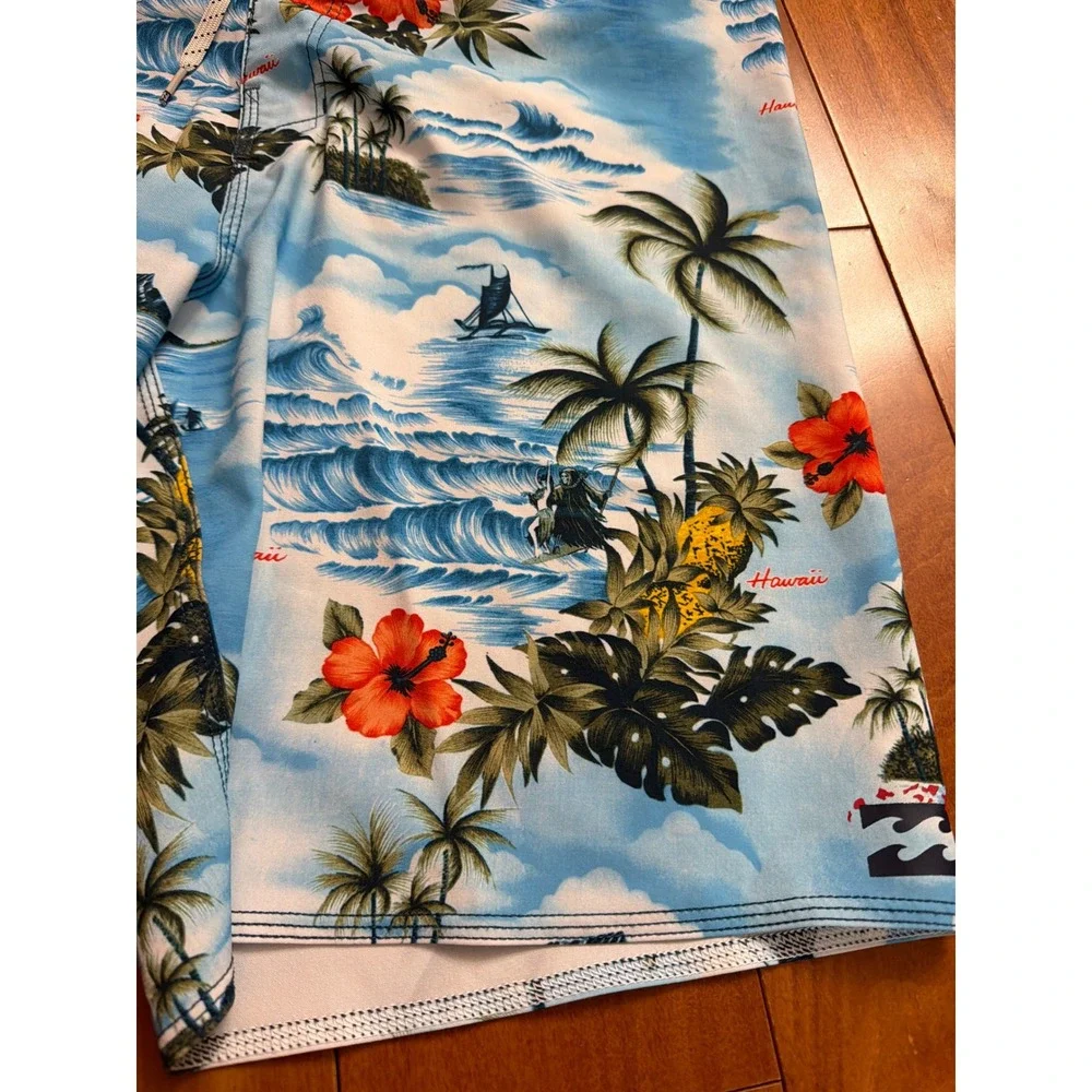 Billabong Board Shorts Mens Blue Hawaii Tropical Floral Recycler Sunday 33